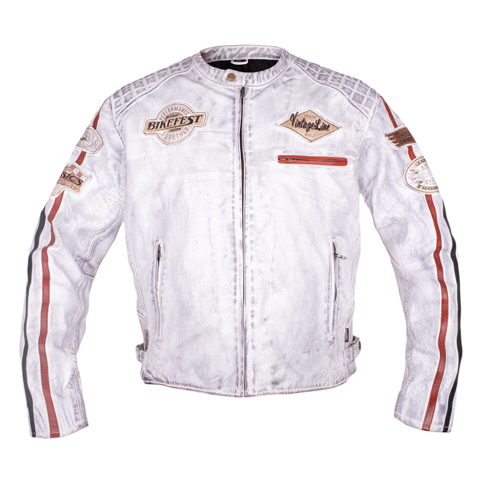 Férfi bőr motoros kabát W-TEC Sheawen White New  fehér  M W-tec