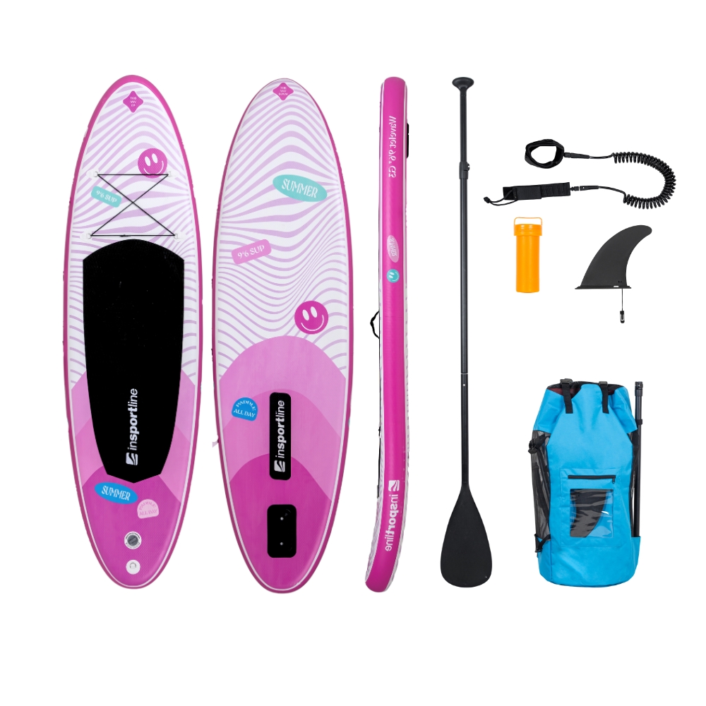 Paddleboard tartozékokkal inSPORTline Wavelet 9'6"  rózsaszín Insportline