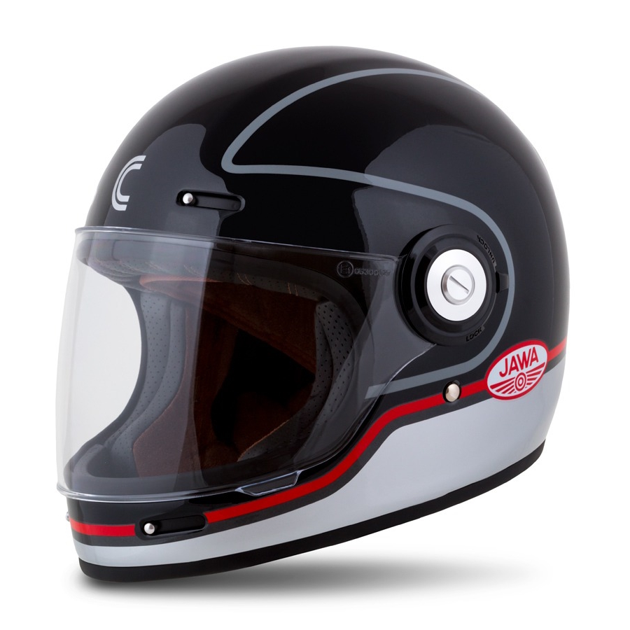 Motoros bukósisak Cassida Fibre Jawa Sport fekete/ezüst/piros S (55-56) Cassida