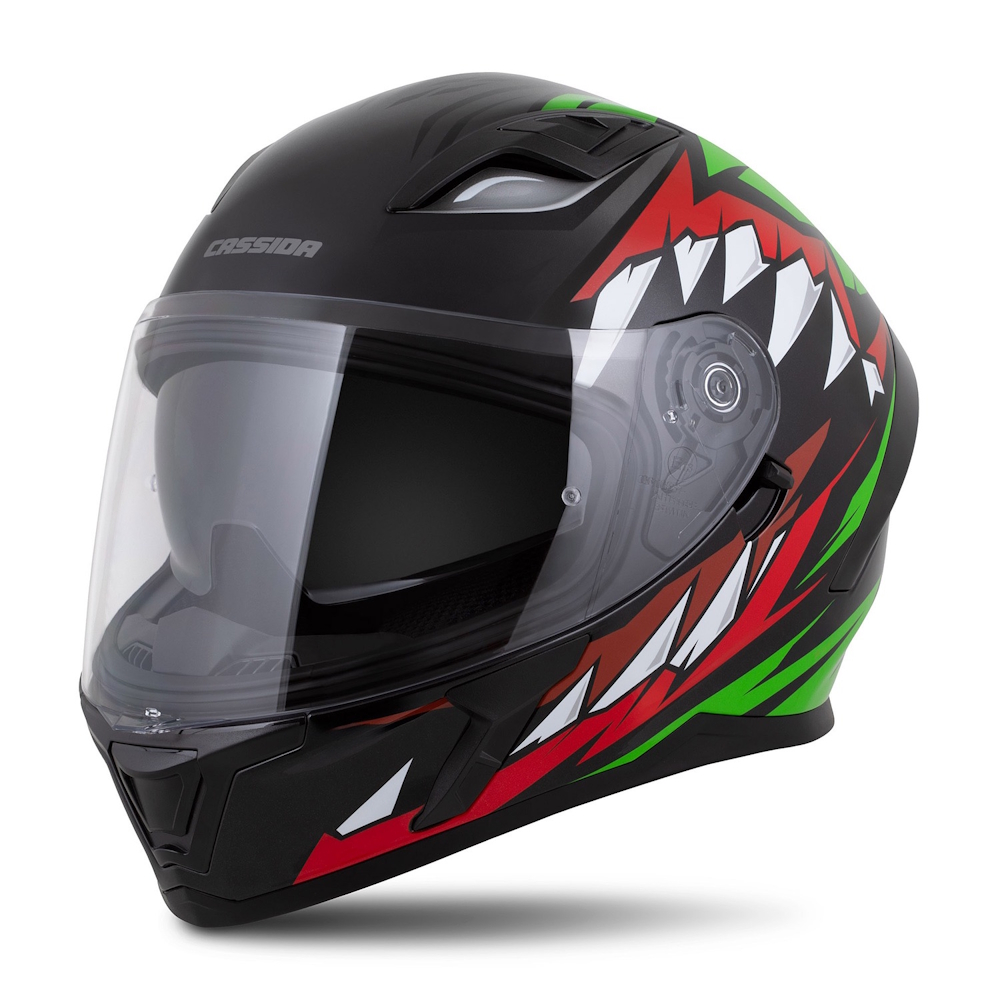 Motoros bukósisak Cassida Orbit StriX piros/zöld/szürke/fehér/fekete