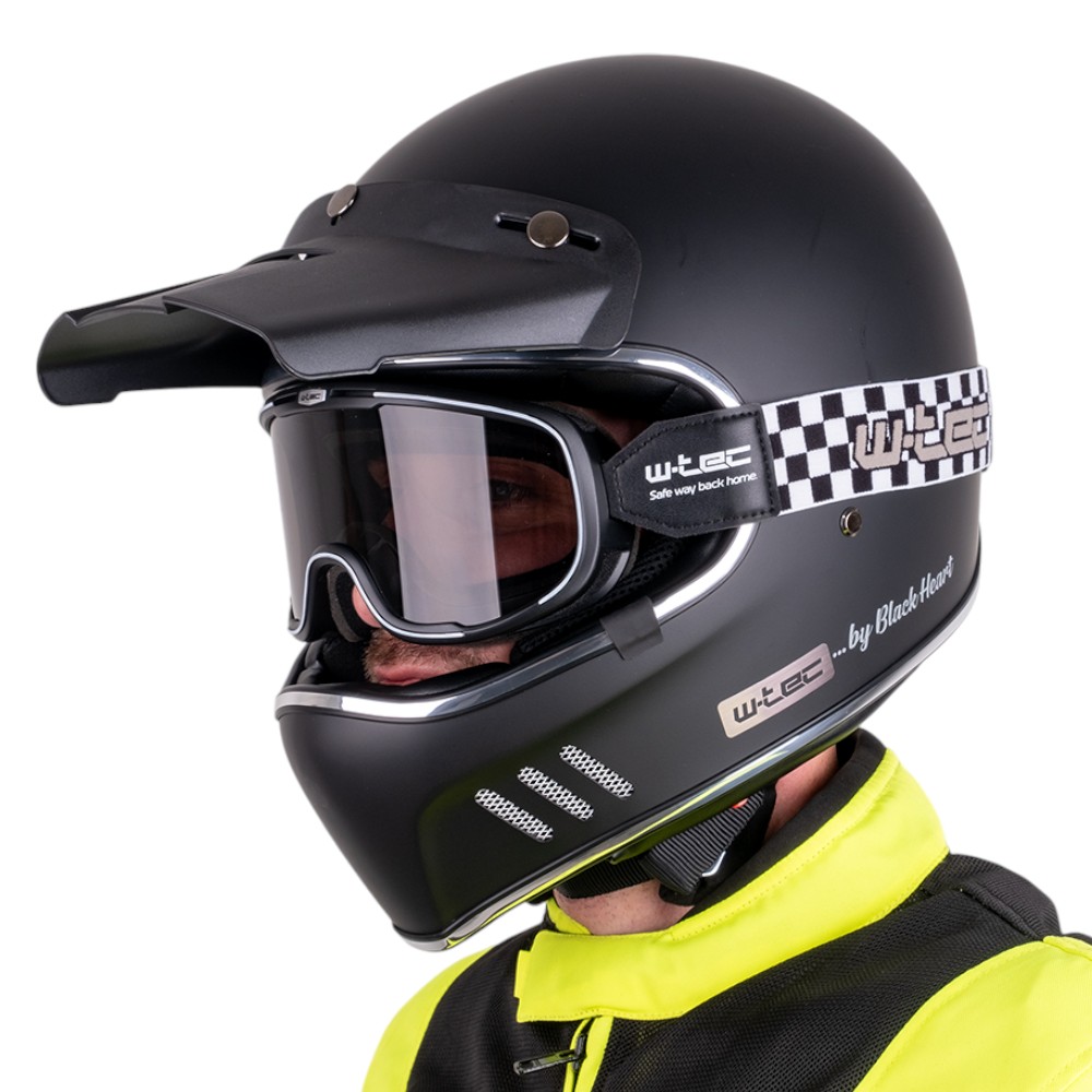Motoros bukósisak W-TEC Black Heart Retron Chesster szemüveggel retro dizájn