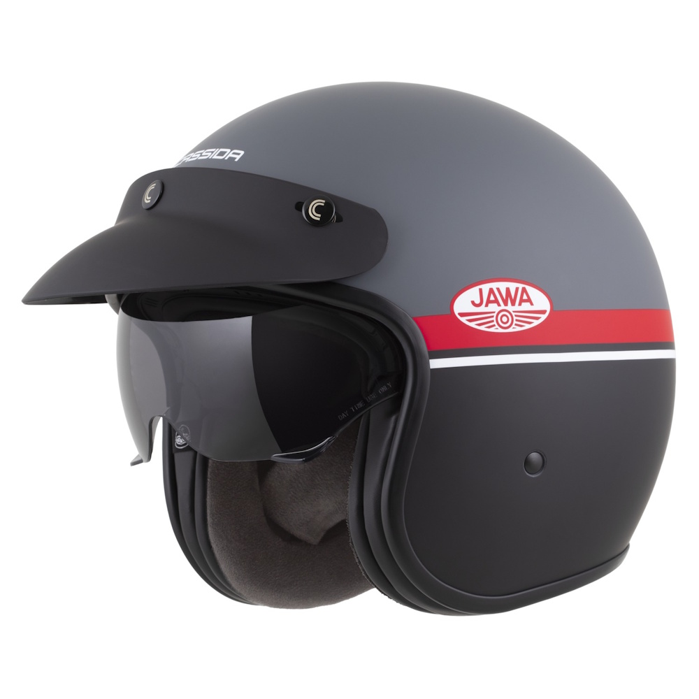 Motoros bukósisak Cassida Oxygen Jawa OHC 2.0 szürke matt/piros/fekete/fehér